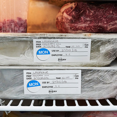 Avery Labels Monday Round Day 24mm Blue White 1000 Roll - Cafe Supply