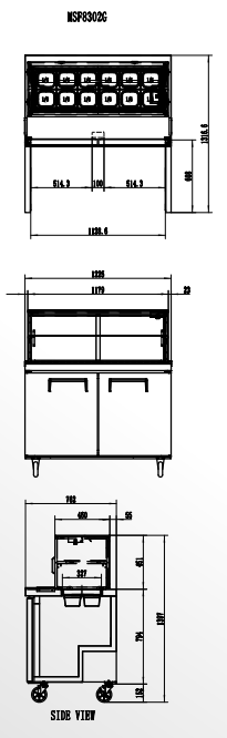 2 DOOR SANDWICH BAR WITH GLASS CANOPY 1225MM MSF8302G - Cafe Supply