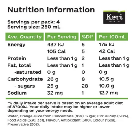 Keri Pulpy Orange Fruit Drink 1l - Cafe Supply