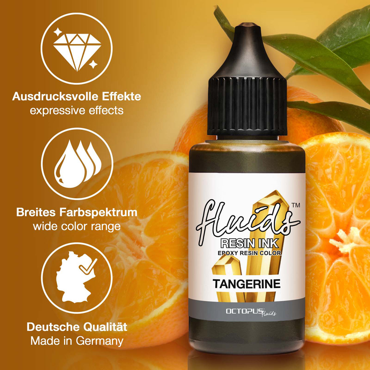 Octopus Fluids Resin Ink Tangerine Orange 30ml - Cafe Supply