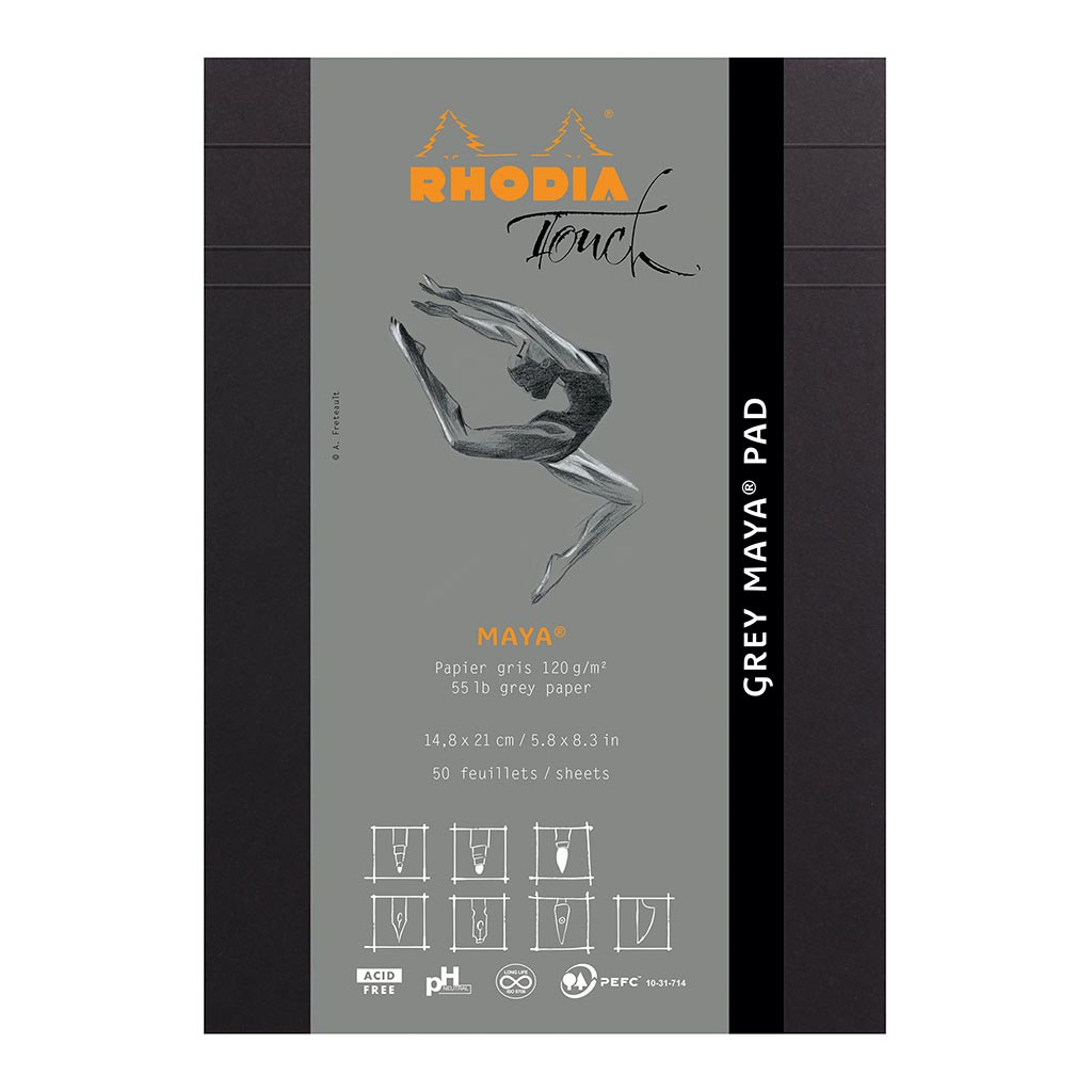 Rhodia Touch Maya Grey Pad A5 Blank - Cafe Supply