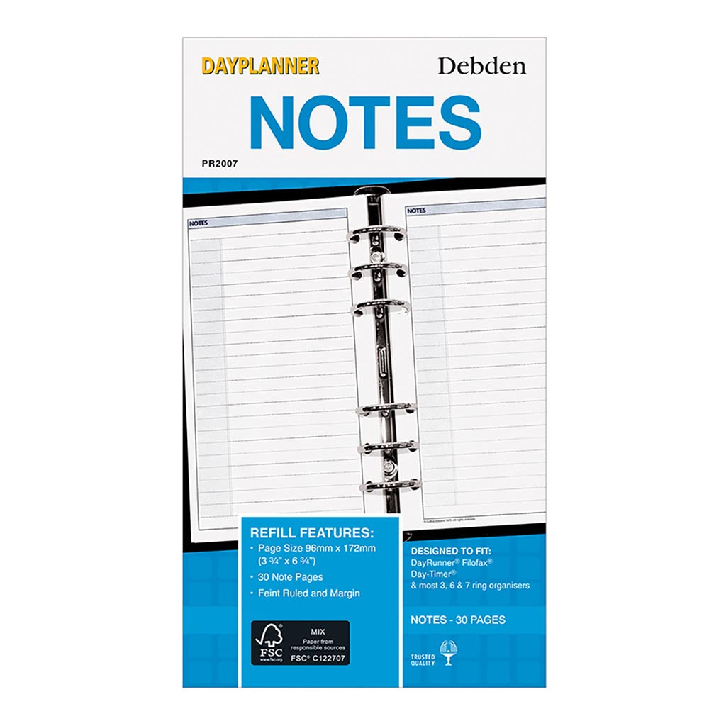 Debden Personal Dayplanner Refill Notes - Cafe Supply
