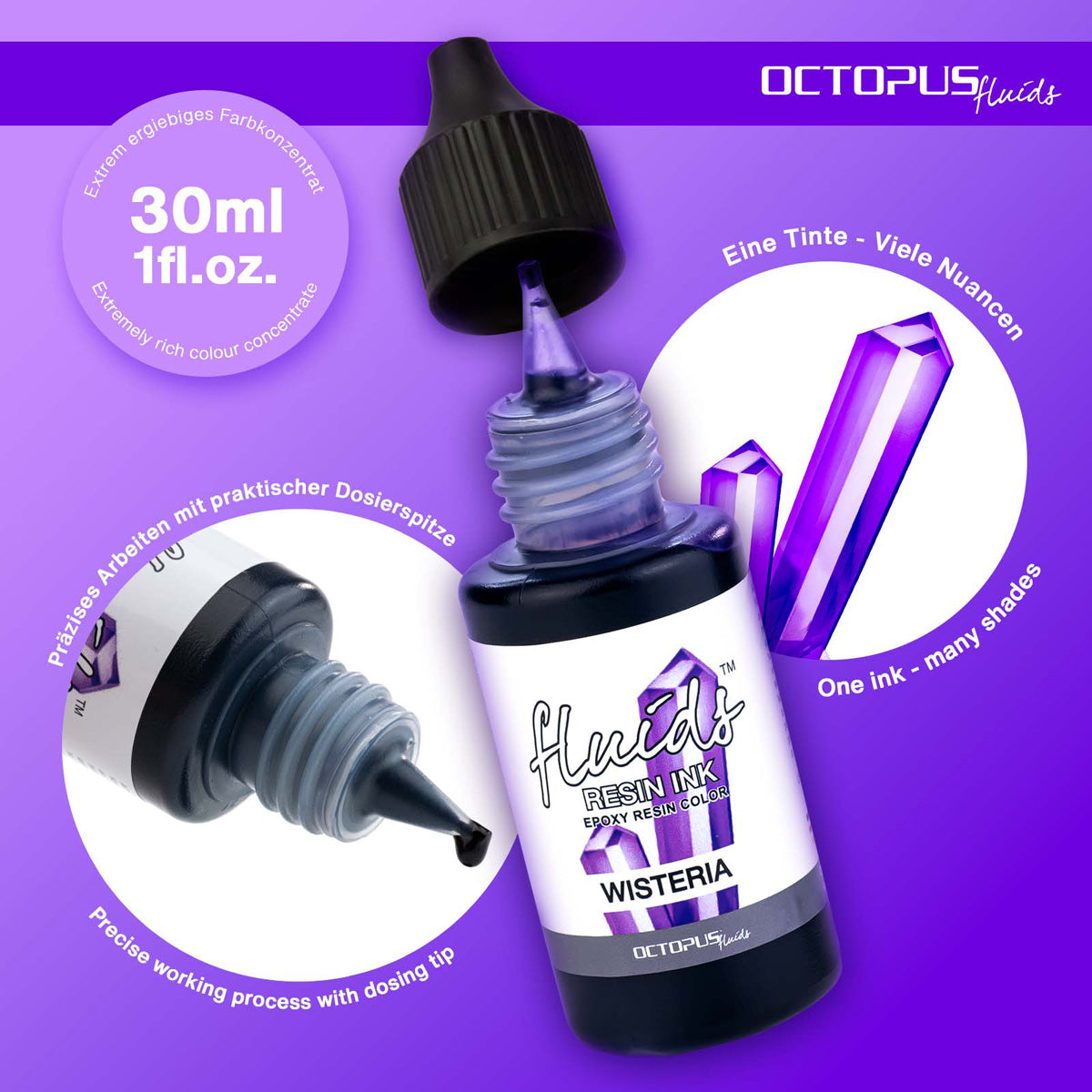 Octopus Fluids Resin Ink Wisteria Violet 30ml - Cafe Supply