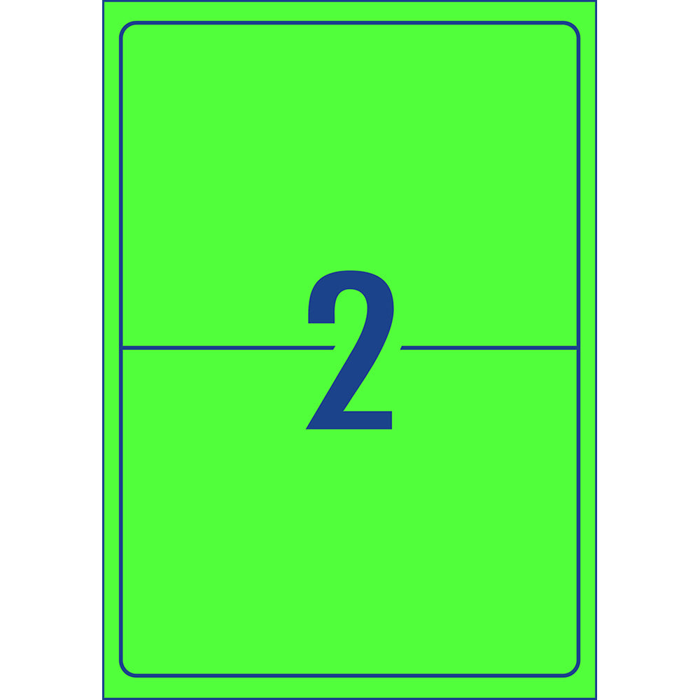 Avery Shipping Label L7168FG Fl Green Laser 199.6x143.5mm 2up 10 Sheets - Cafe Supply