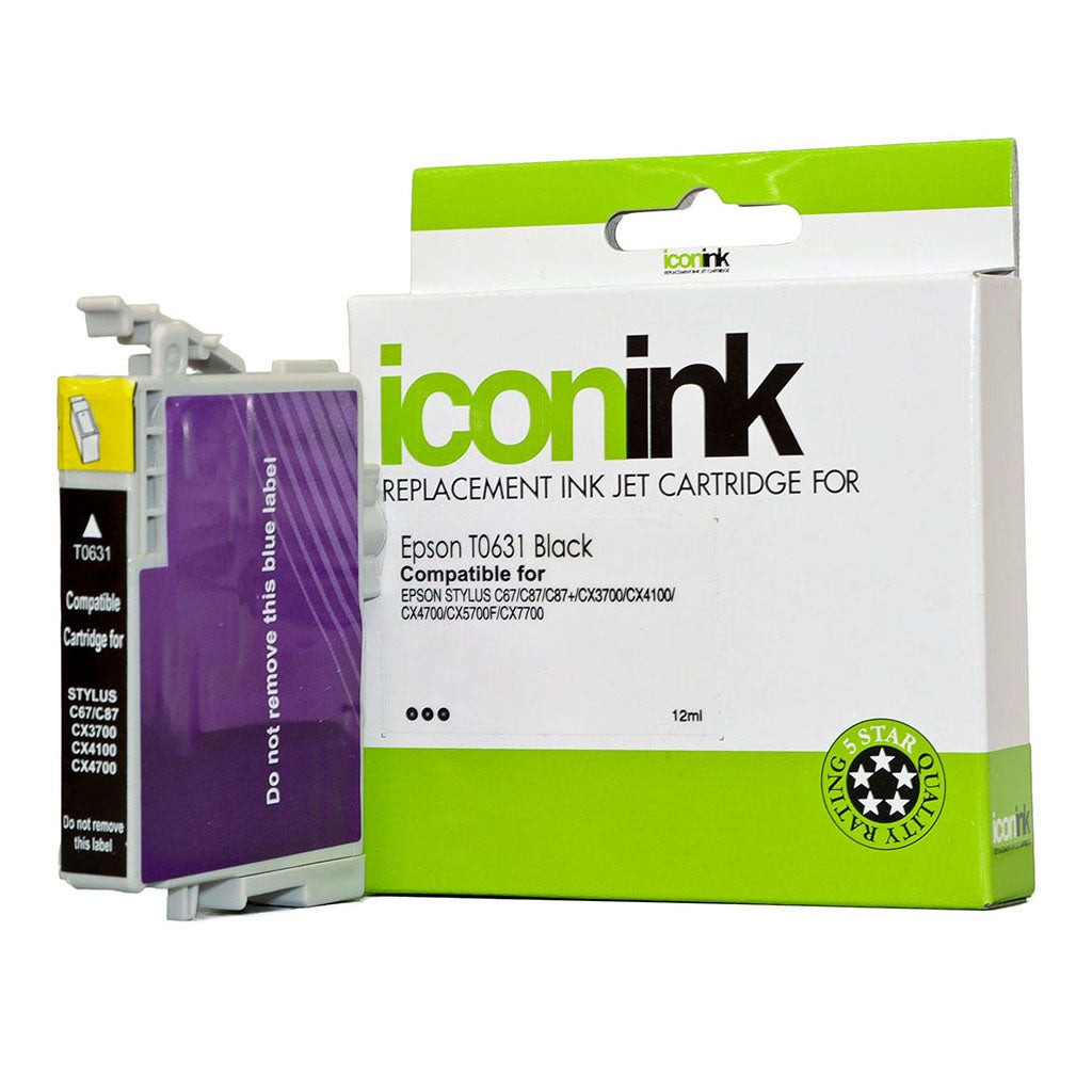 Icon Compatible Epson T0631 Black Ink Cartridge - Cafe Supply