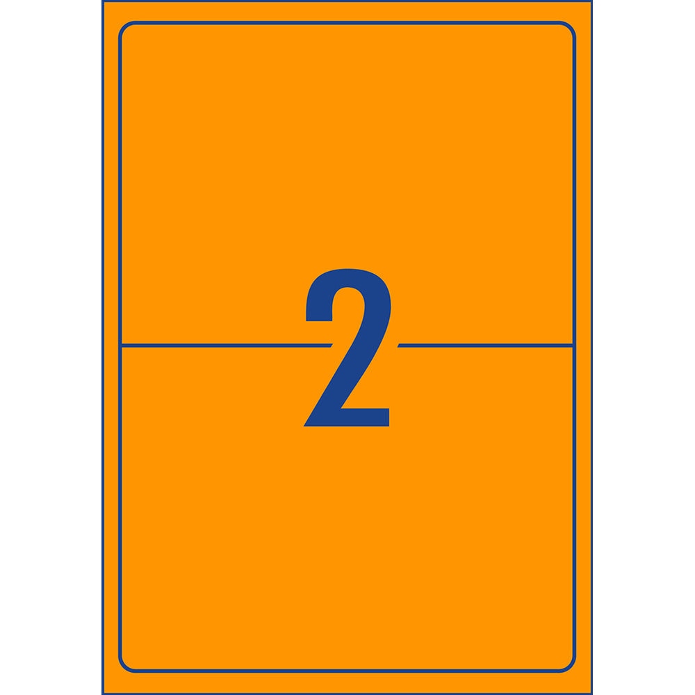 Avery Shipping Label L7168FO Fluoro Orange Laser 199.6x143.5mm 2 Up 10 Shts - Cafe Supply