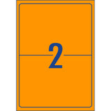 Avery Shipping Label L7168FO Fluoro Orange Laser 199.6x143.5mm 2 Up 10 Shts - Cafe Supply