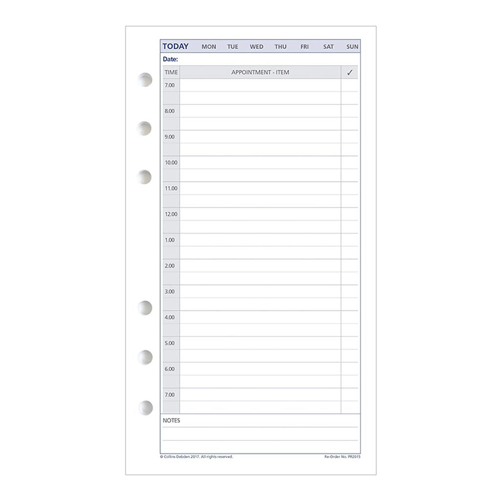 Debden Personal Dayplanner Refill Undated Day to a Page - Cafe Supply