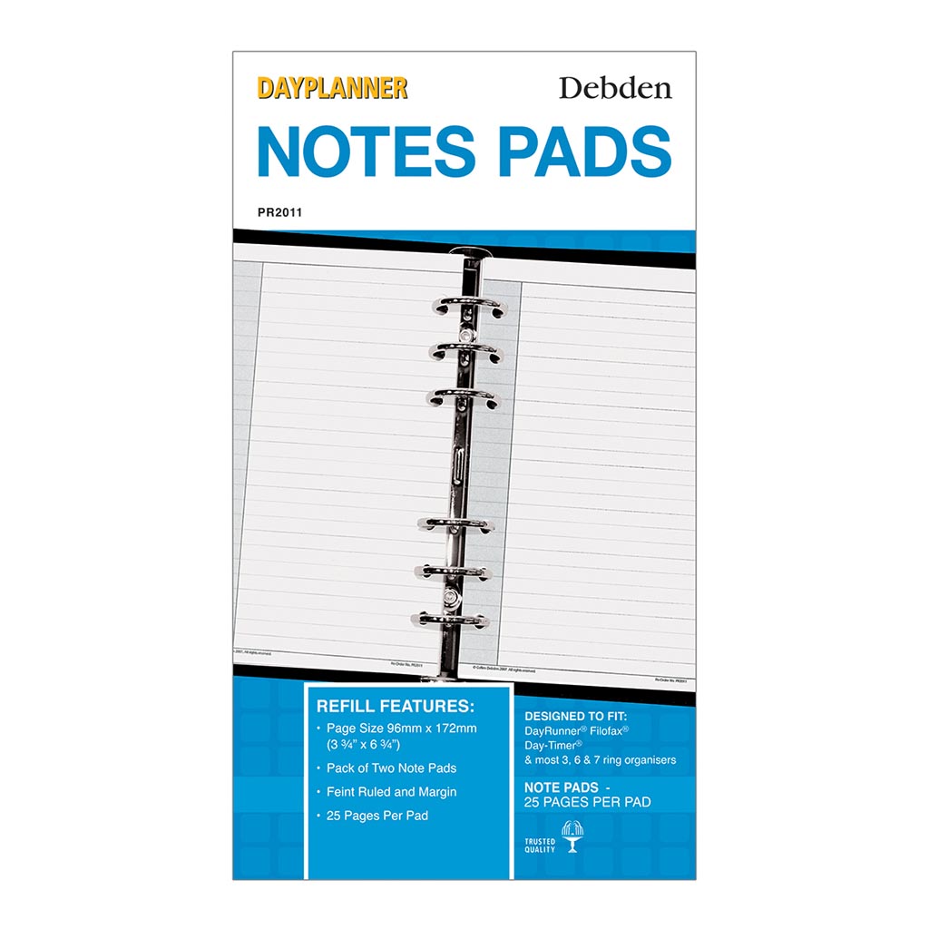 Debden Personal Dayplanner Notepad, Pack of 2 - Cafe Supply
