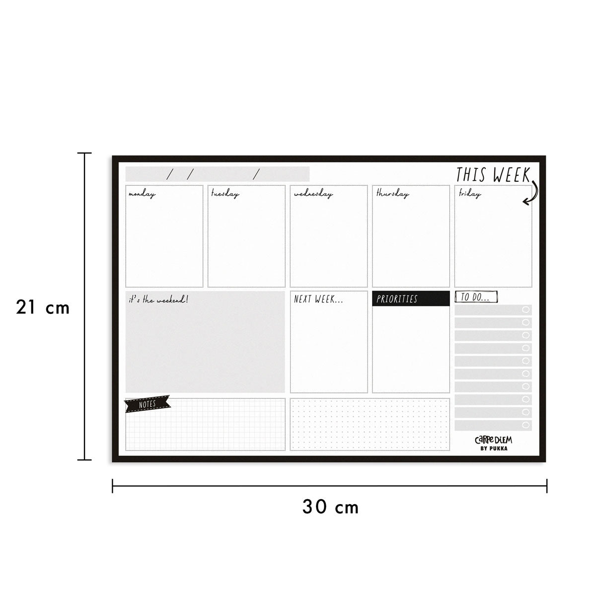 Pukka Carpe Diem Weekly Planner Pad Black - Cafe Supply