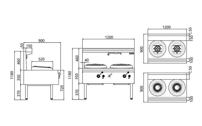JASPER Double Wok Range(chimney burner) LPG - Cafe Supply