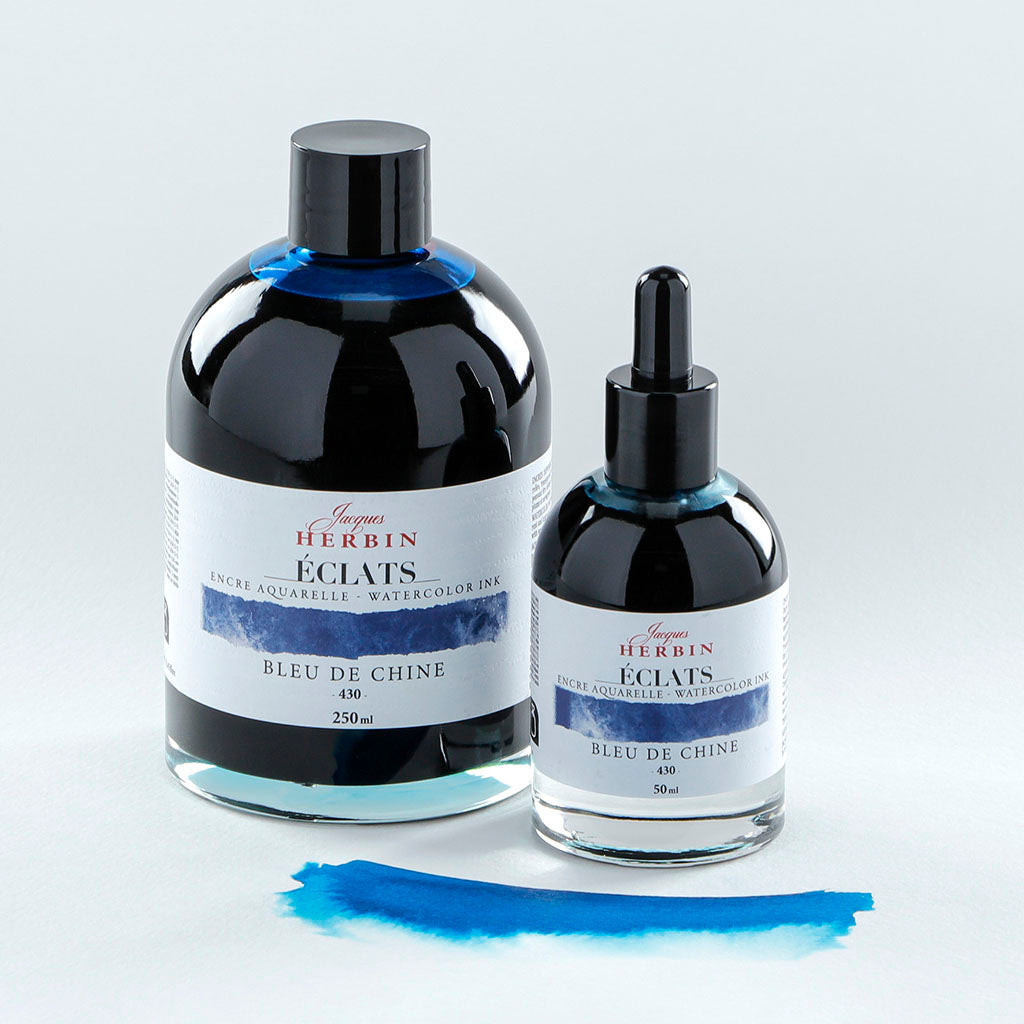 Jacques Herbin Eclats Watercolour Ink 430 China Blue 50ml - Cafe Supply