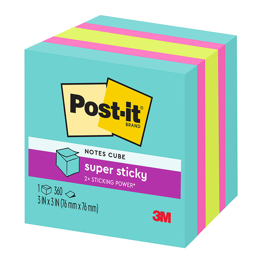 Post-it Super Sticky Memo Cube 2027-SSAFG 76x76mm 360sh - Cafe Supply