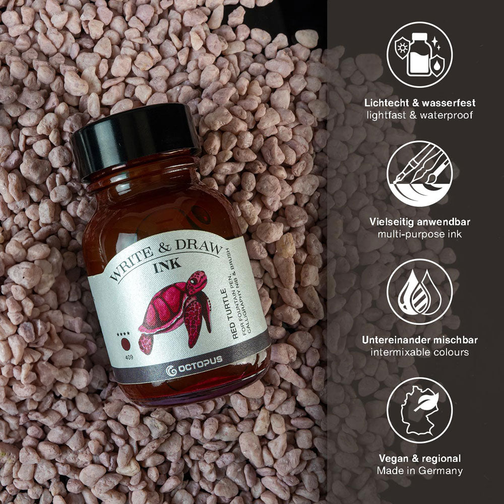 Octopus Fluids Write and Draw Ink 409 Red Turtle 50ml - Cafe Supply