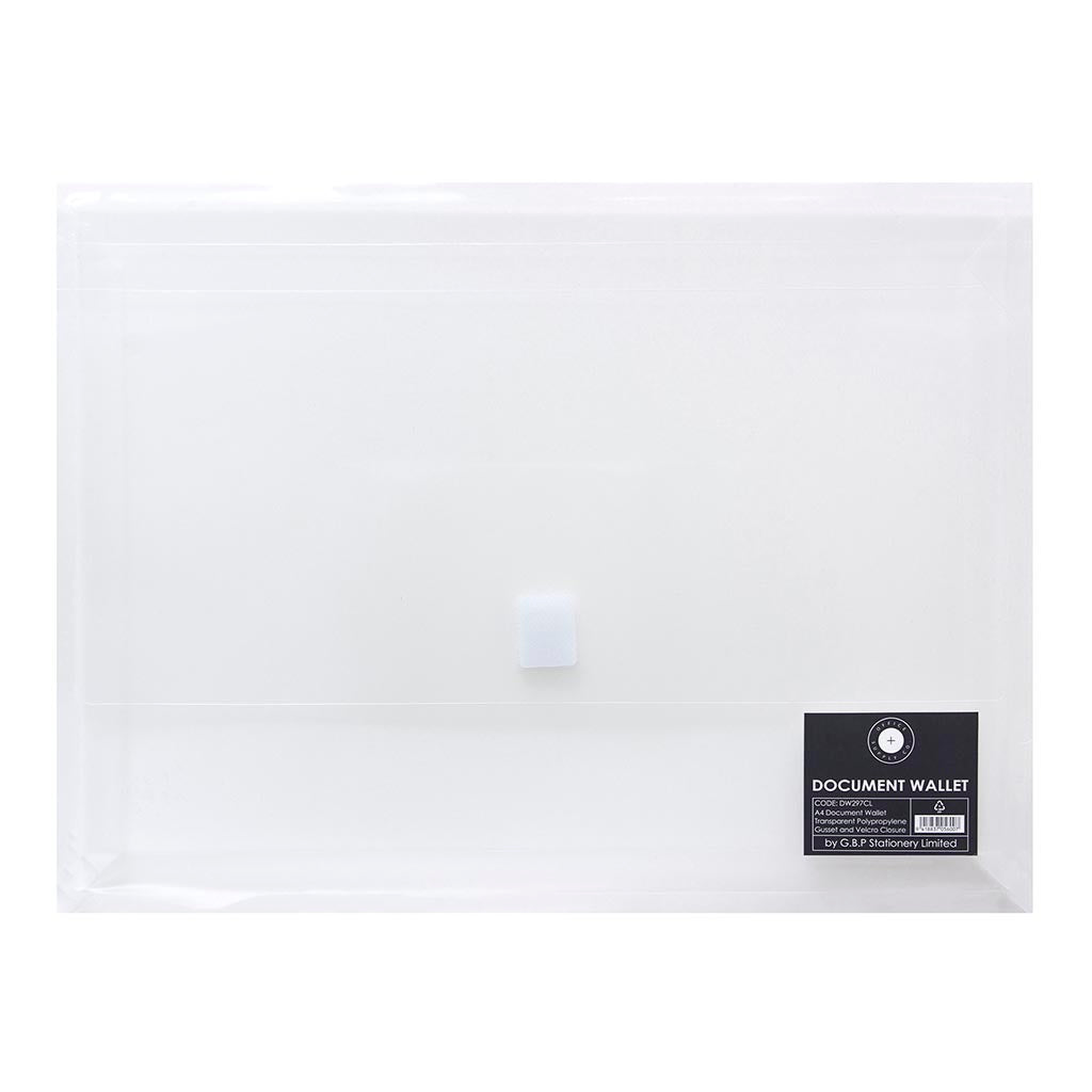 OSC Document Wallet A4 Velcro Closure Clear - Cafe Supply