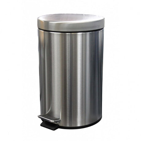 12L Round Stainless Steel Pedal Bin - Cafe Supply
