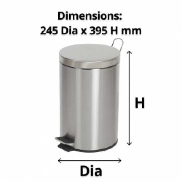 12L Round Stainless Steel Pedal Bin - Cafe Supply