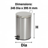 12L Round Stainless Steel Pedal Bin - Cafe Supply