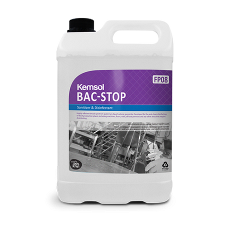 Kemsol Bac-Stop Disinfectant 5L DG8 - Cafe Supply