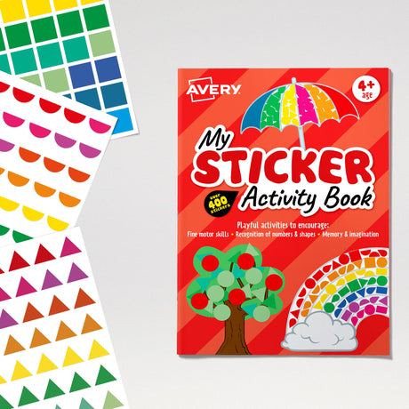 Avery Sticker Activity Book Red 210x297mm 6 Sheets - Cafe Supply