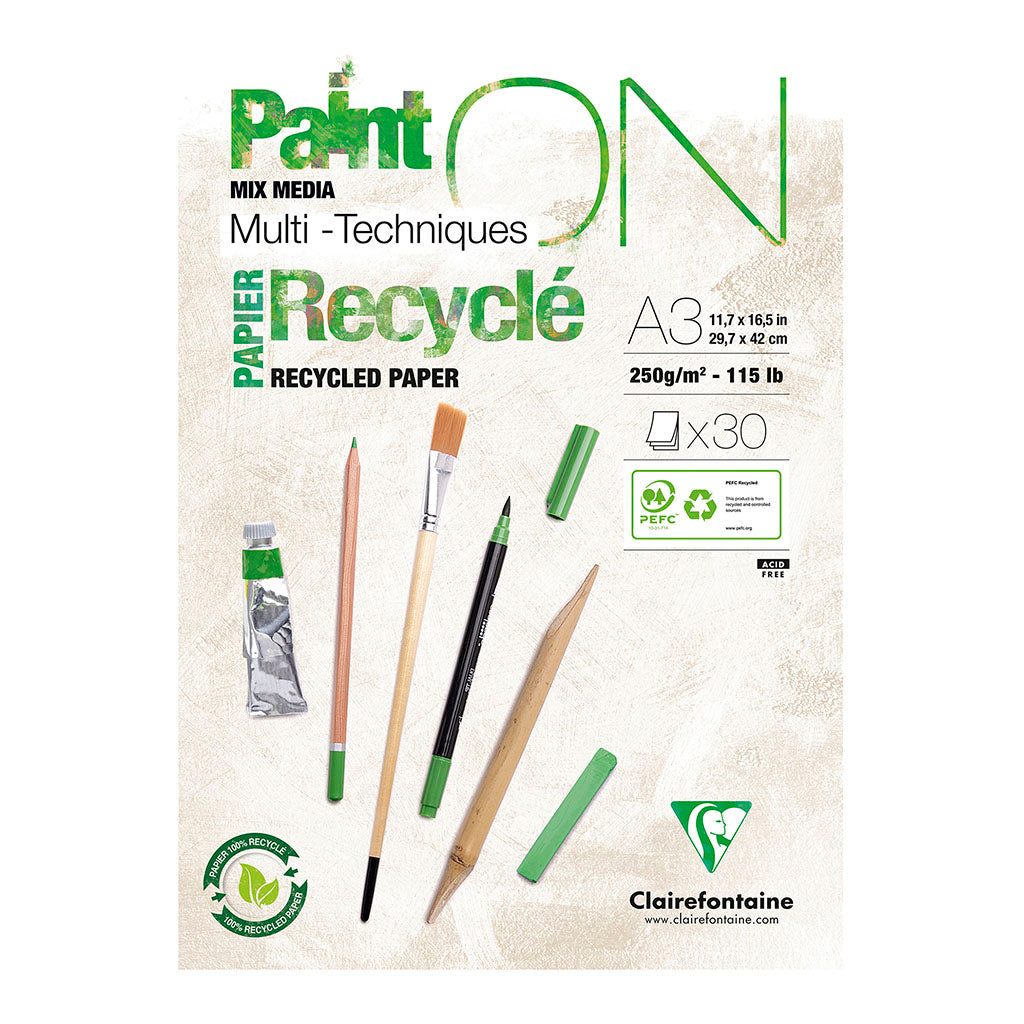 PaintON Recycled Paper Pad White A3 30sh - Cafe Supply