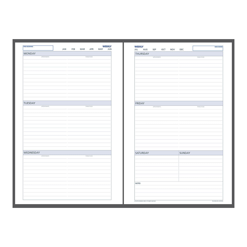 Debden Desk Dayplanner Refill Undated Week to View - Cafe Supply