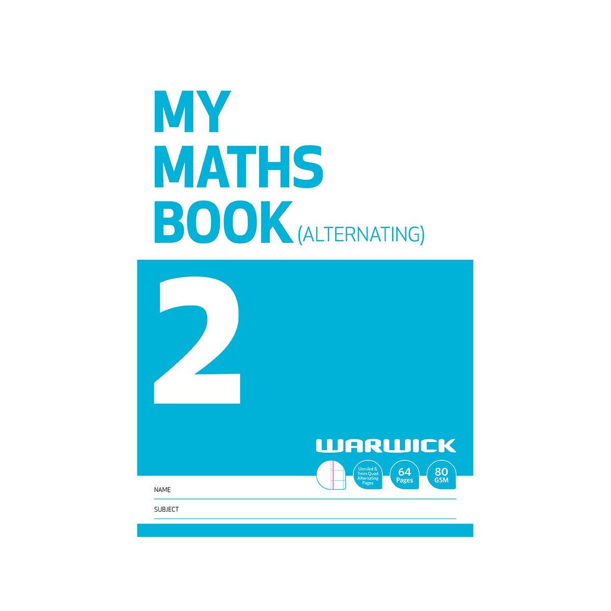 Warwick My Maths Book 2 7mm Quad Alternating Pages