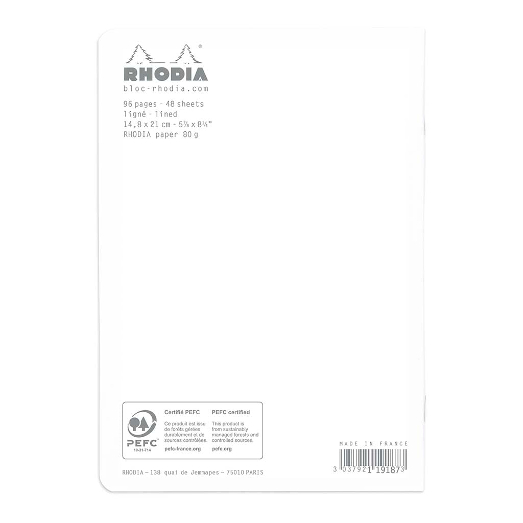 Rhodia Classic Notebook Stapled A5 Lined White - Cafe Supply