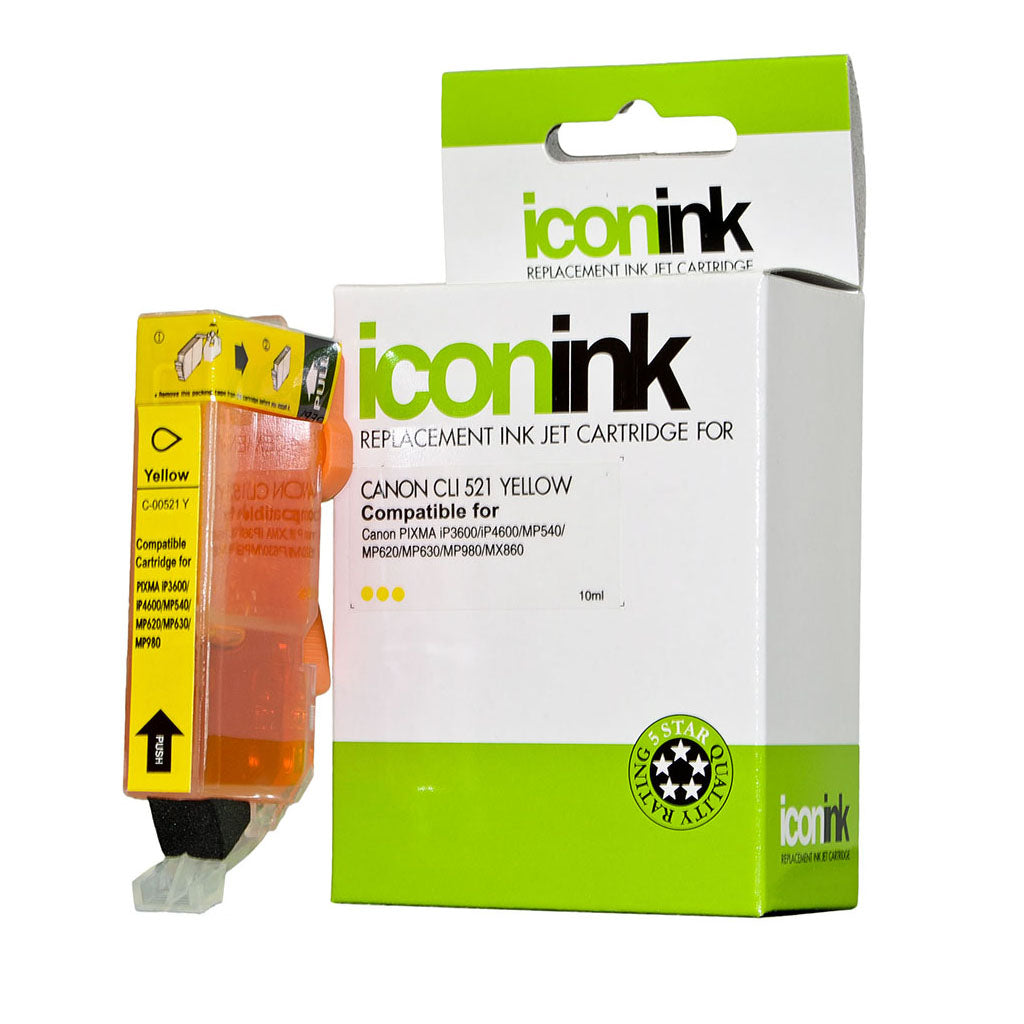 Icon Compatible Canon CLI521 Yellow Ink Cartridge - Cafe Supply