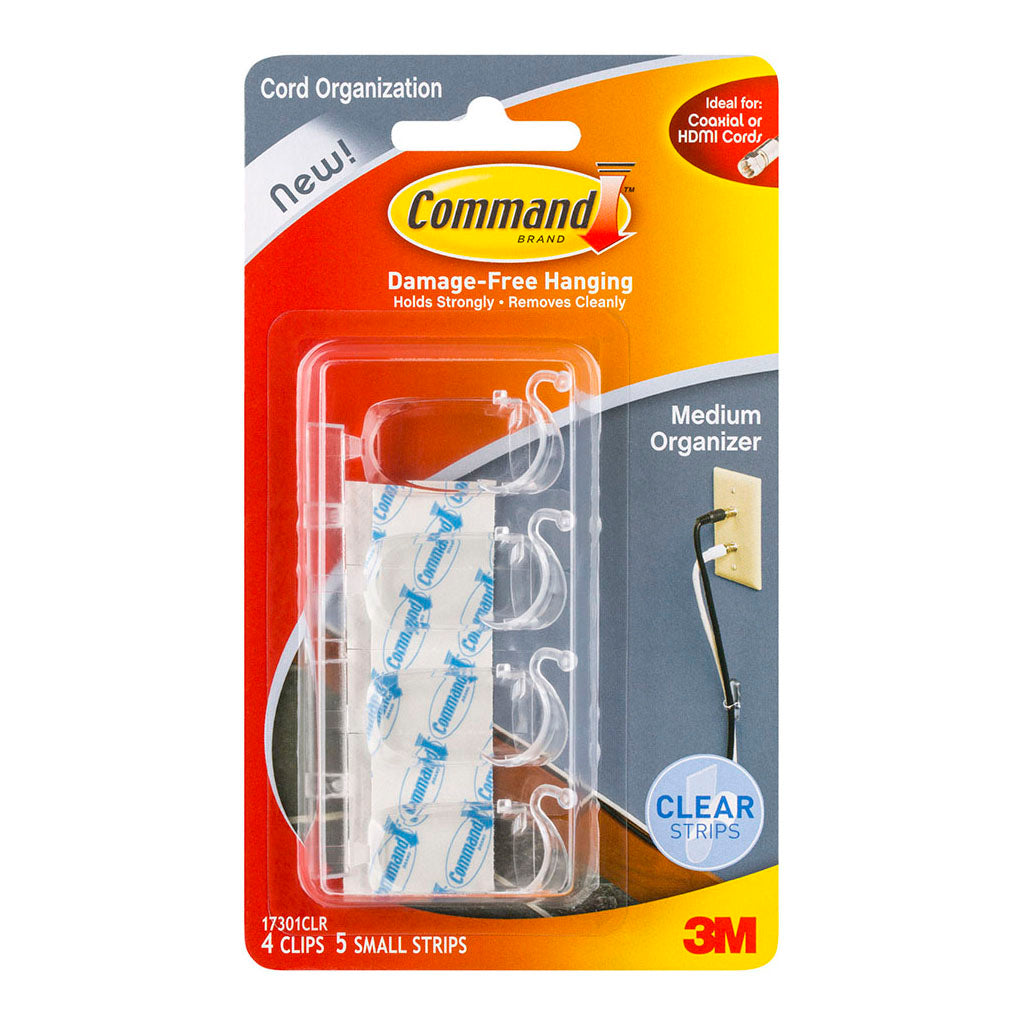 Command Cord Organisers 17301CLR Medium Clear, Pack of 4 - Cafe Supply