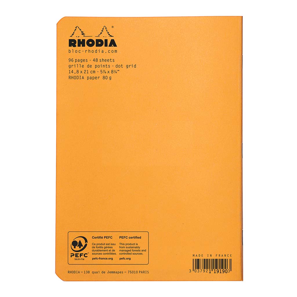 Rhodia Classic Notebook Stapled A5 Dotted Orange - Cafe Supply