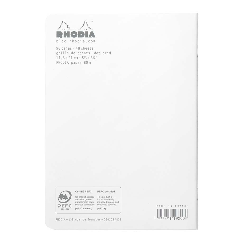 Rhodia Classic Notebook Stapled A5 Dotted White - Cafe Supply