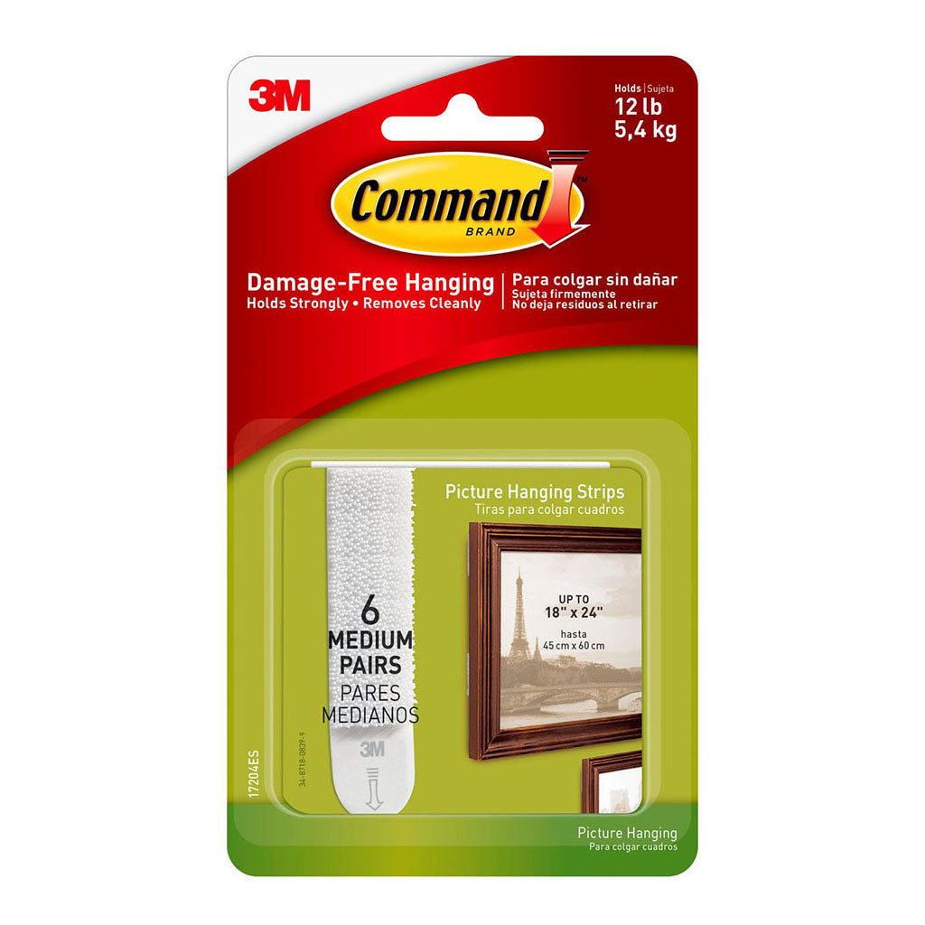 Command Picture Hanging Strips 17204 Medium White, Pack of 6 Sets - Cafe Supply
