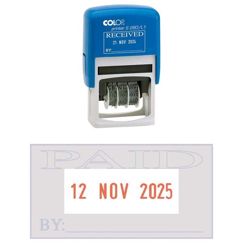 Colop Stamp Dater S260 L2 Paid Stamp Dual Colour