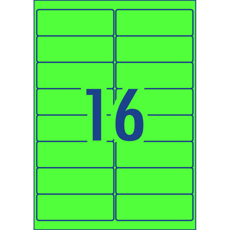 Avery Shipping Label L7162FG Fluoro Green 99.1x34mm 16up 25 Sheets Laser - Cafe Supply