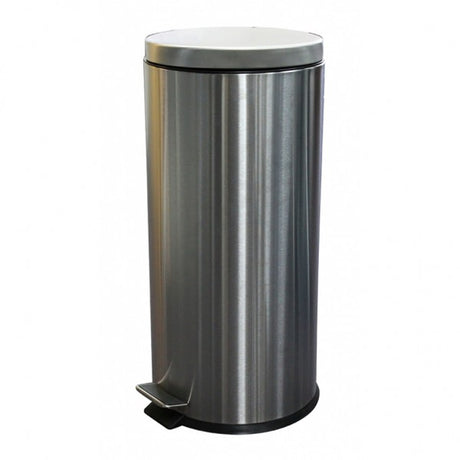 30L Round Stainless Steel Pedal Bin - Cafe Supply