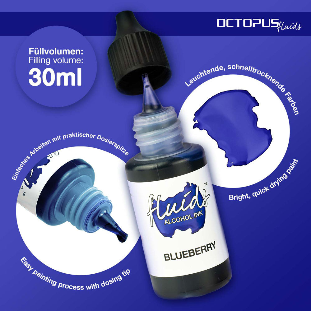 Octopus Fluids Alcohol Ink Blueberry Violet 30ml - Cafe Supply