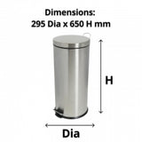 30L Round Stainless Steel Pedal Bin - Cafe Supply