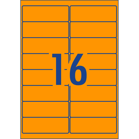 Avery Shipping Label L7162FO Fluoro Orange Laser 99.1x34mm 16up 25 Sheets - Cafe Supply