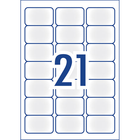 Avery Label J8560 Frosted Clear 63.5mmx38.1mm 21up 25 Sheets Inkjet - Cafe Supply