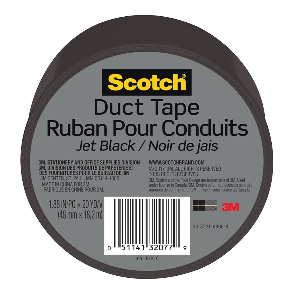 Scotch Duct Tape 920-BLK 48mm x 18.2m Jet Black - Cafe Supply