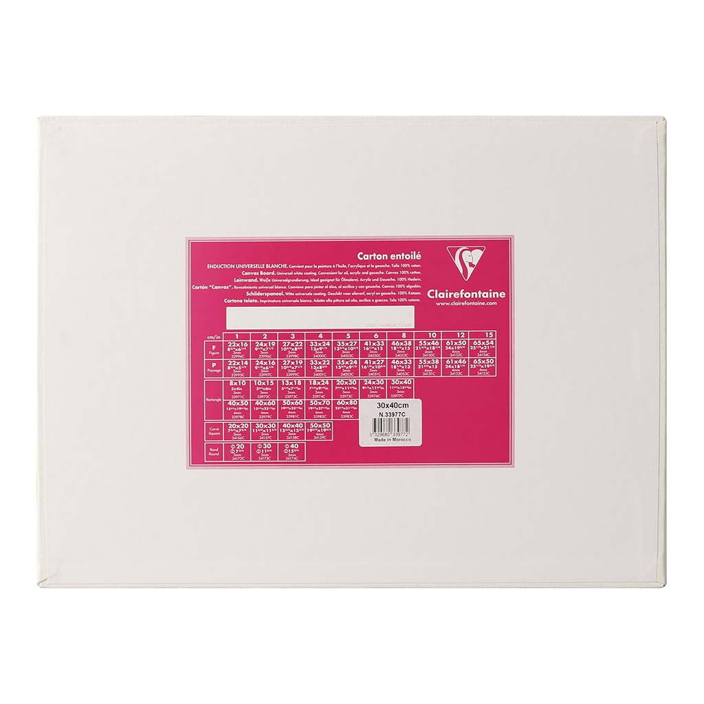 Clairefontaine Canvas Board White 30x40cm - Cafe Supply
