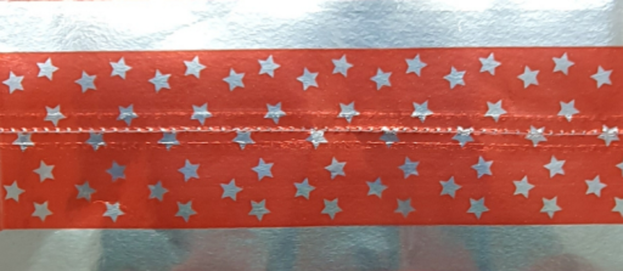 Cake Band Star Red/Silver 63mm (1m) - Cafe Supply