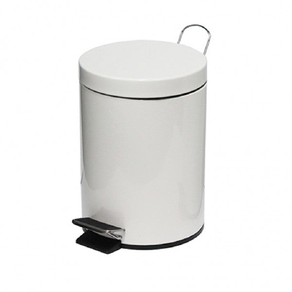 3L Round White Pedal Bin - Cafe Supply
