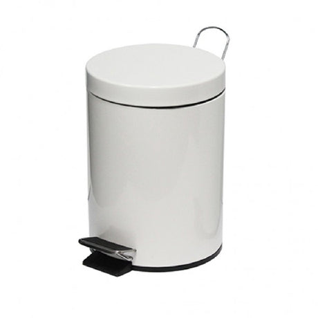 3L Round White Pedal Bin - Cafe Supply