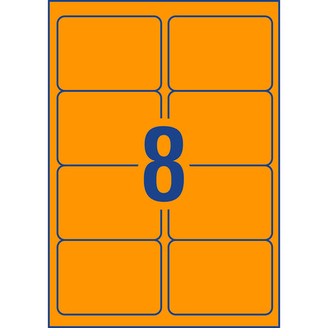 Avery Shipping Label L7165FO Fluoro Orange 99.1x67.7mm 8up 25 Sheets - Cafe Supply