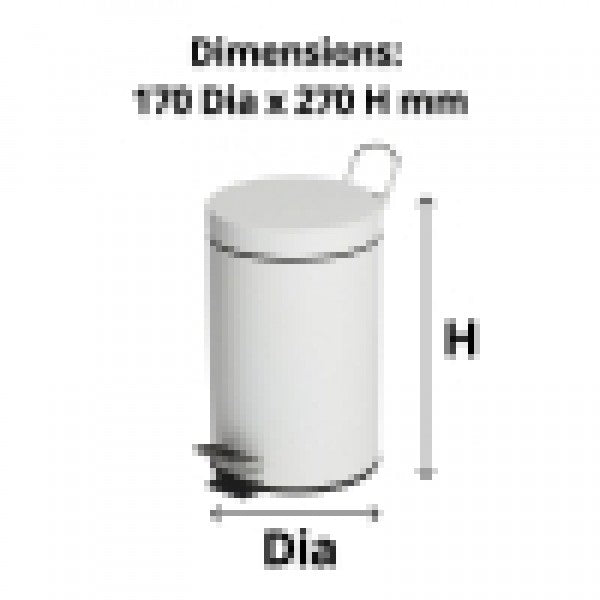 3L Round White Pedal Bin - Cafe Supply