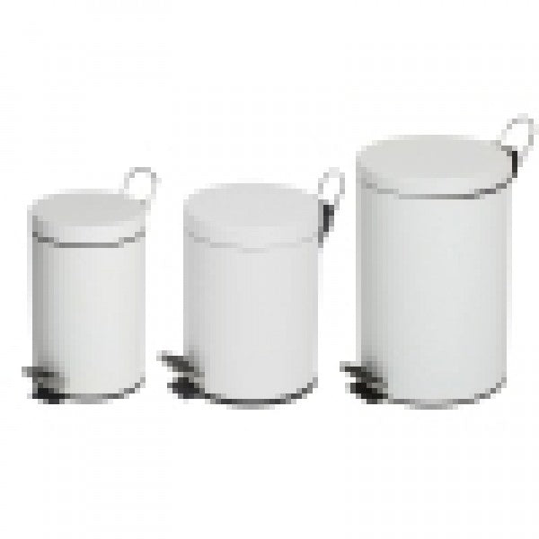 3L Round White Pedal Bin - Cafe Supply