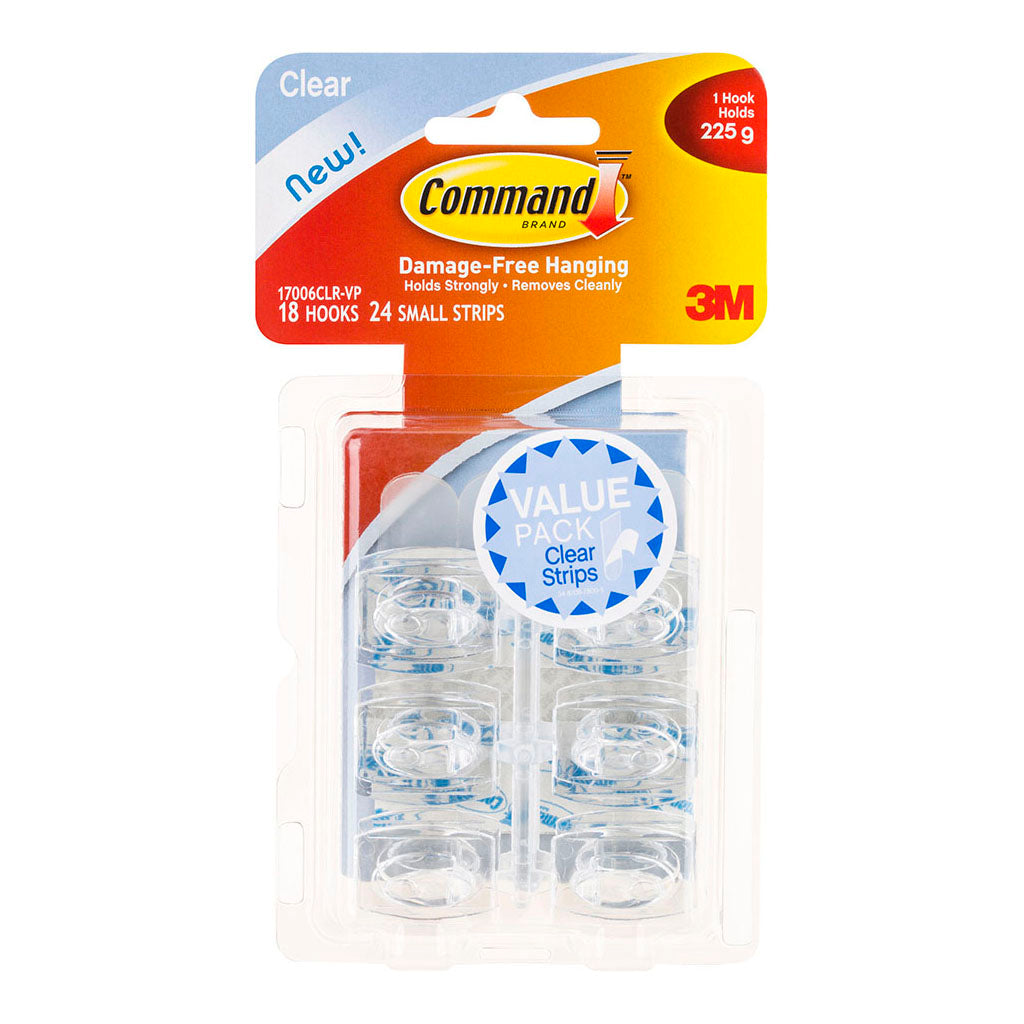 Command Hook 17006CLR-VP Mini Clear Value, Pack of 18 - Cafe Supply
