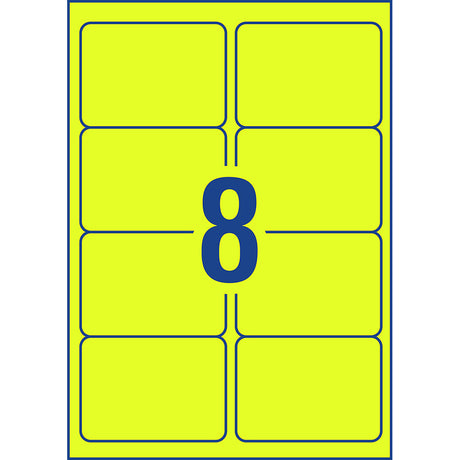 Avery Shipping Label L7165FY Fluoro Yellow 99.1x67.7mm 8up 25 Sheets - Cafe Supply
